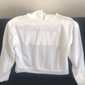 White “MAVI”  cropped hoodie